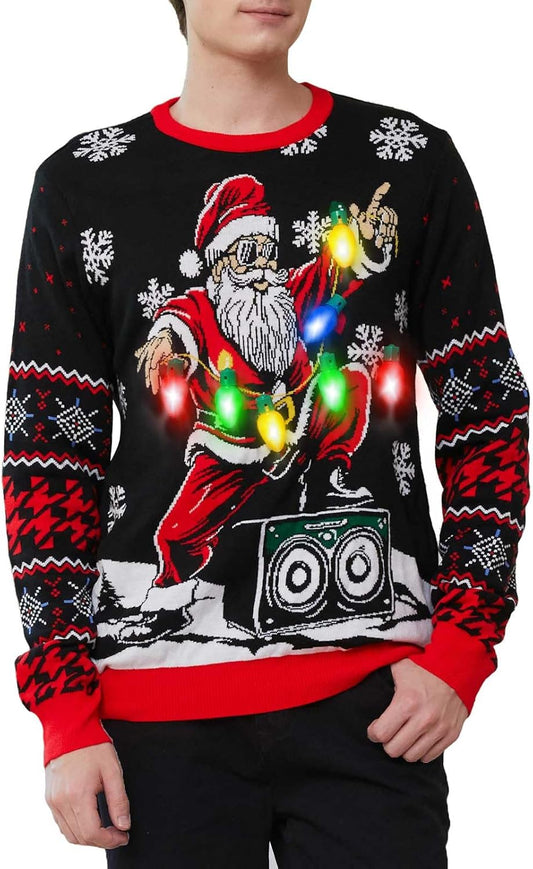 Light-Up Christmas Sweater for Men – LED Knitted Holiday Sweater