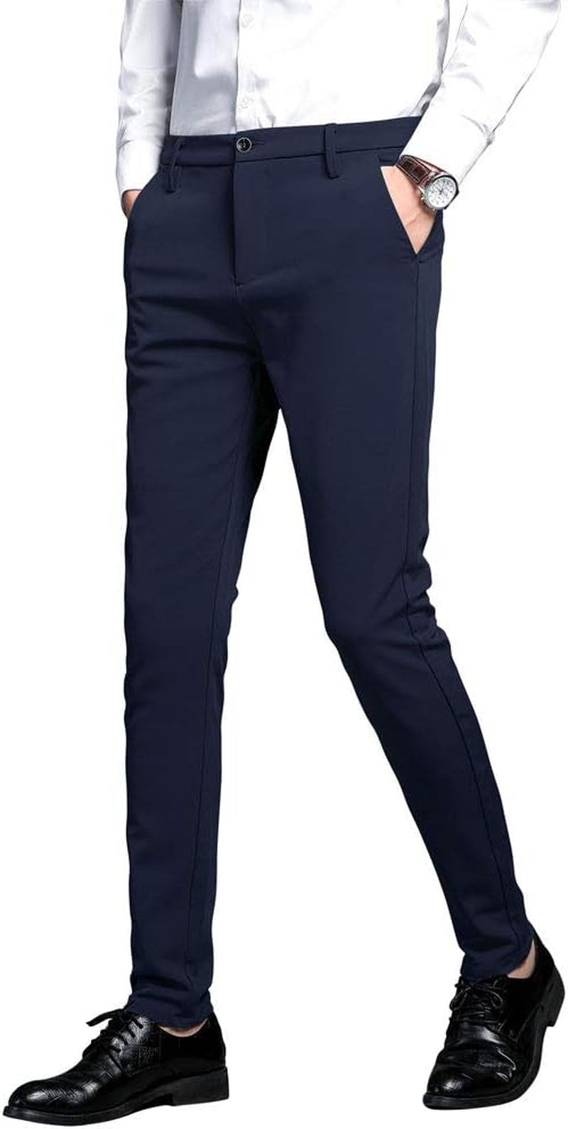 Men's Slim Fit Stretch Dress Pants - Skinny Suit Trousers