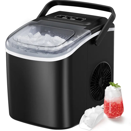 Compact Countertop Ice Maker - 26 lbs Daily Output, Bullet Ice, Self-Cleaning Function