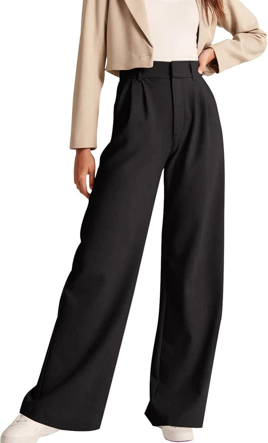 Women's High-Waisted Business Casual Pants with Pockets